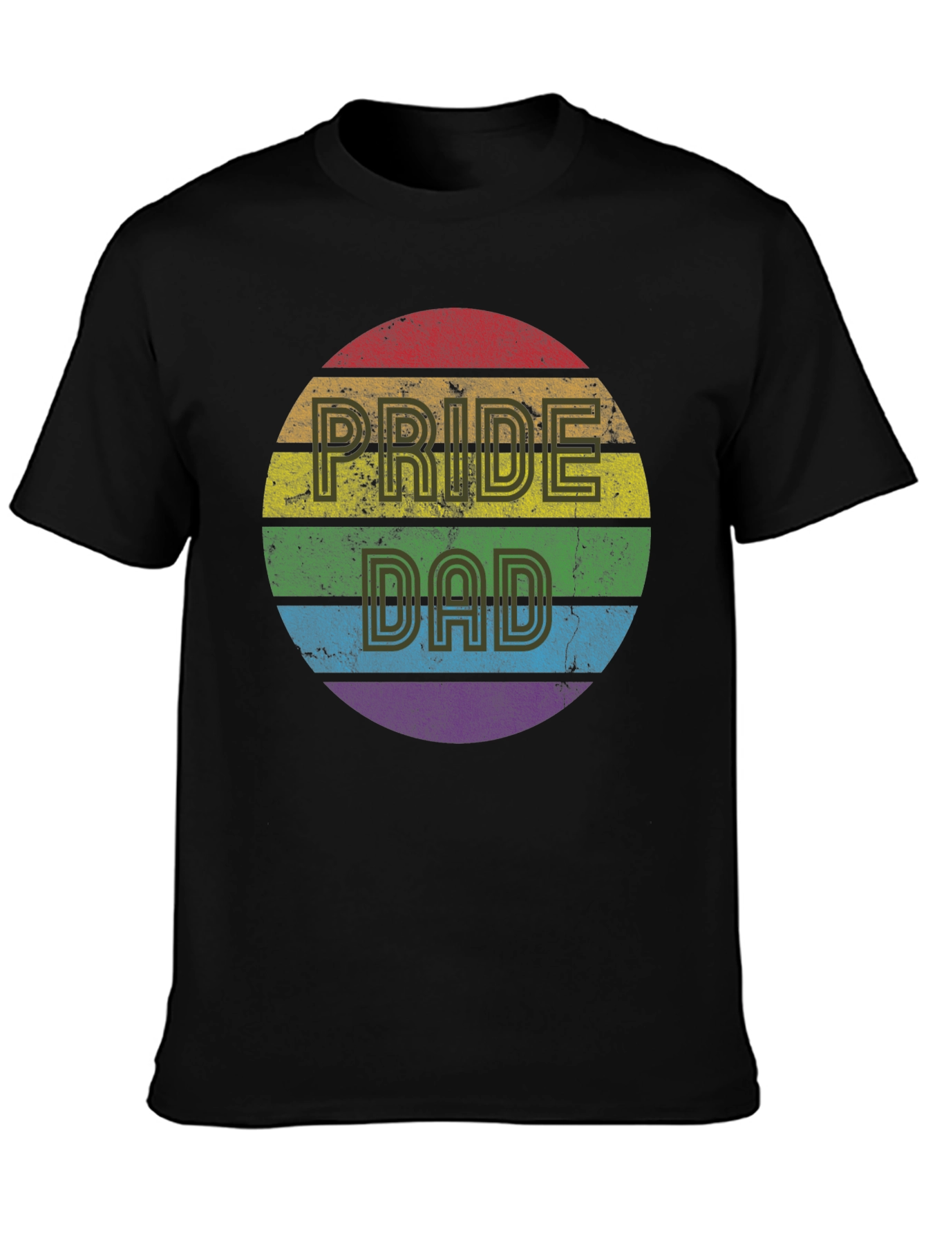 Pride Dad Rainbow Graphic Tee - Black
