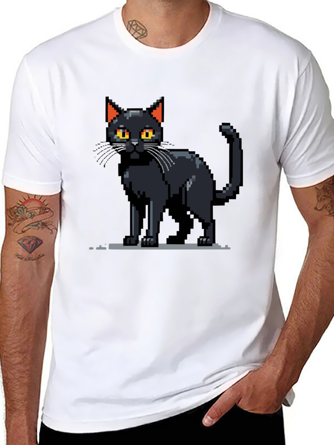 Pixel Cat T-Shirt - Retro Gaming Style