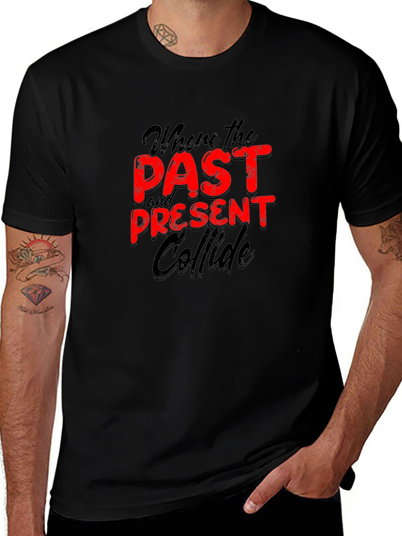 Past Present Collide Graphic Tee - Bold Statement Shirt