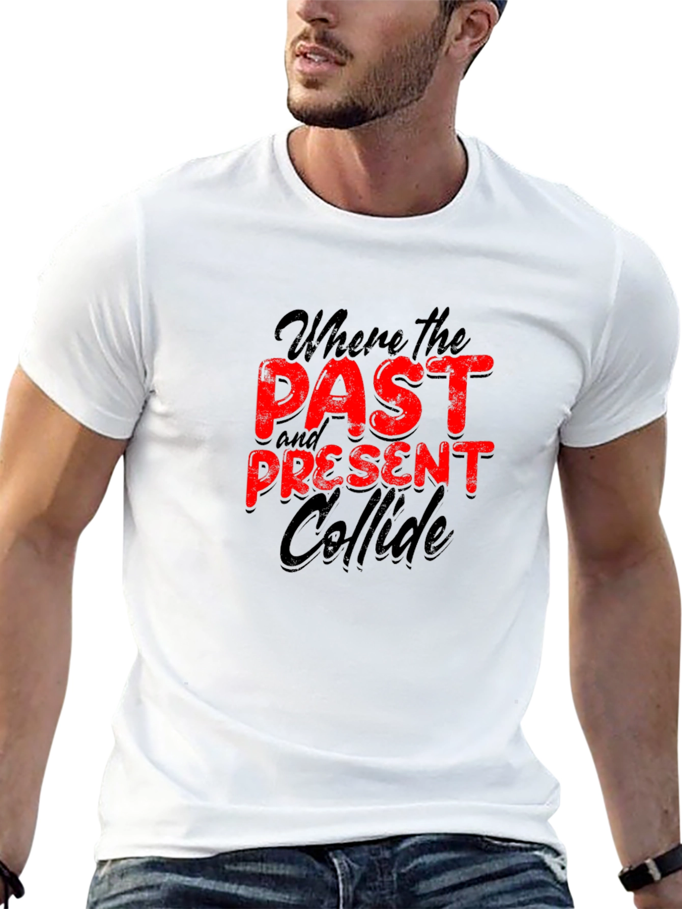 Past Present Collide Graphic Tee - Bold Statement Shirt