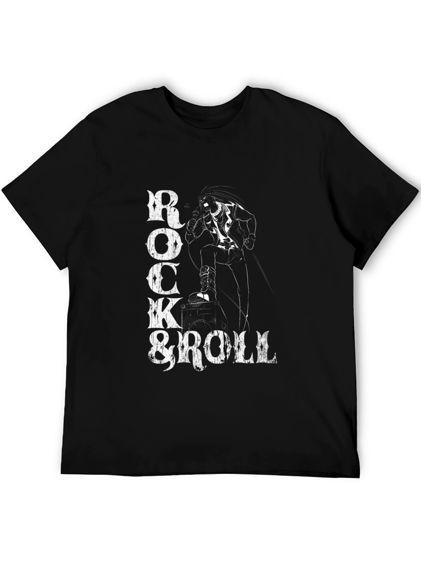 Rock & Roll Graphic Print Tee - Black