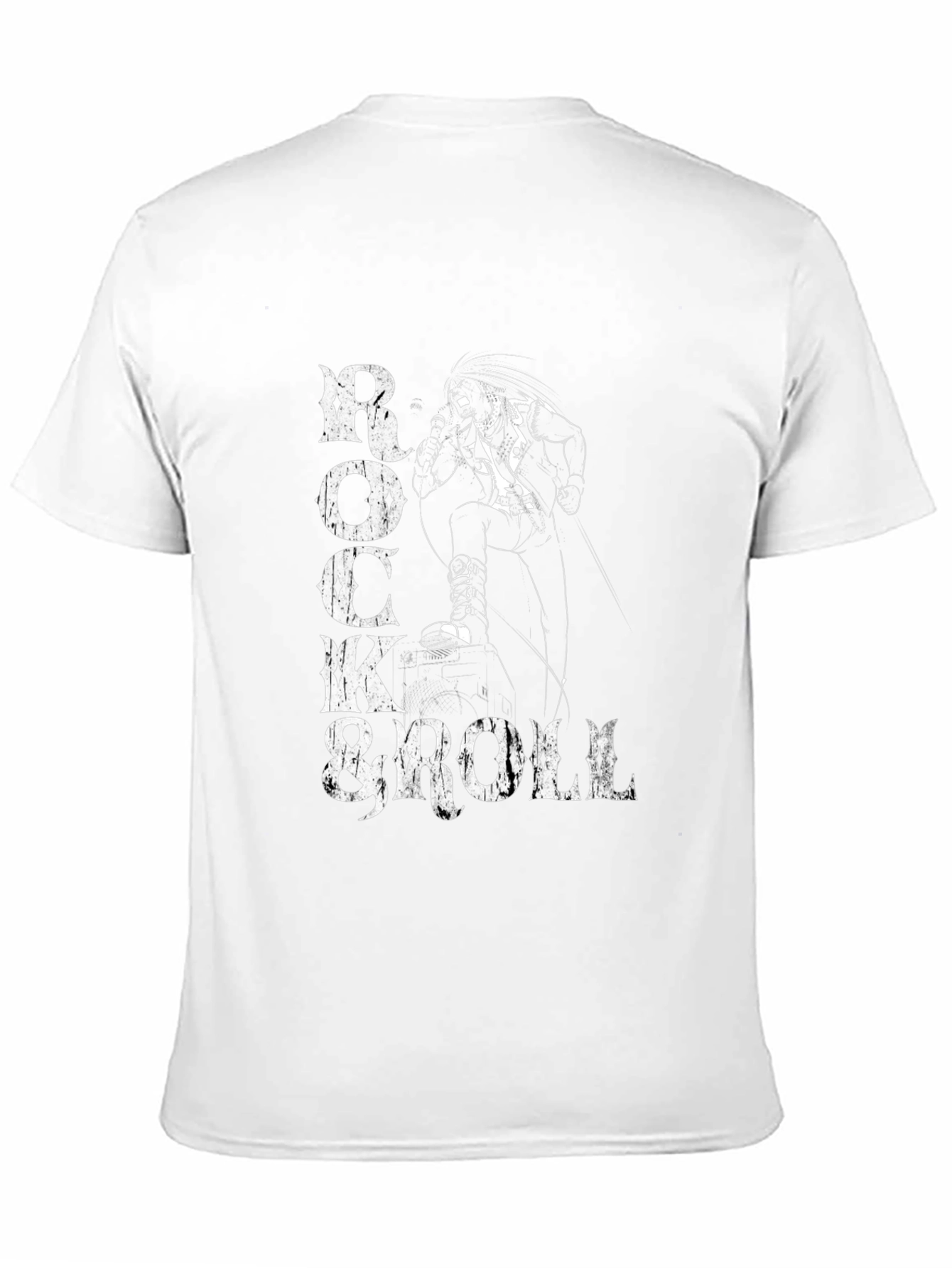 Rock & Roll Graphic Print Tee - Black