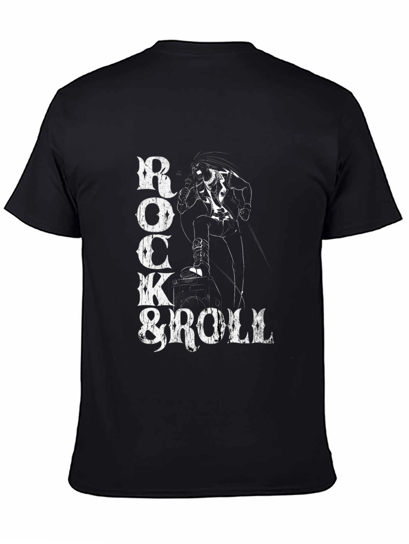 Rock & Roll Graphic Print Tee - Black