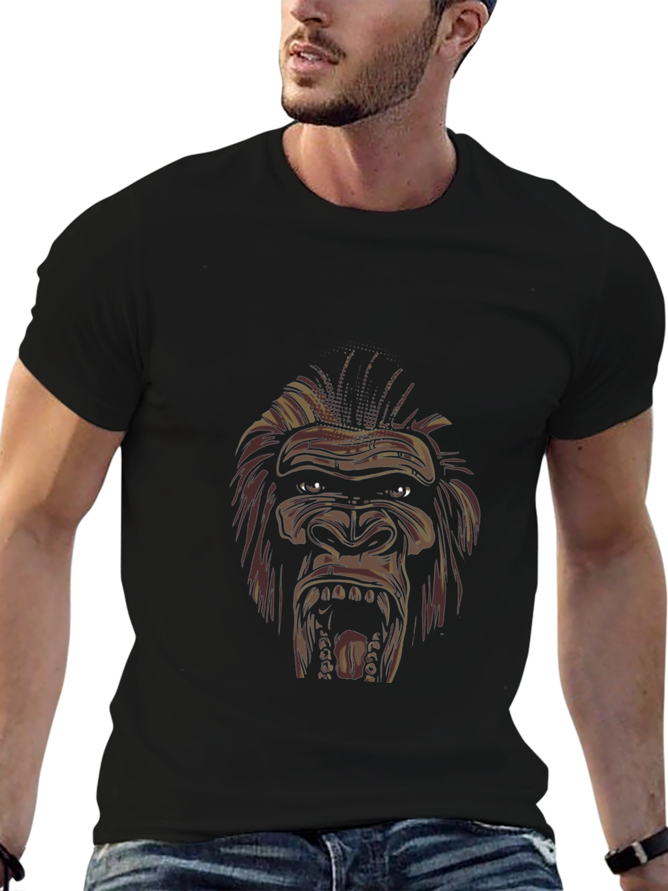 Mens Black Gorilla Graphic Tee