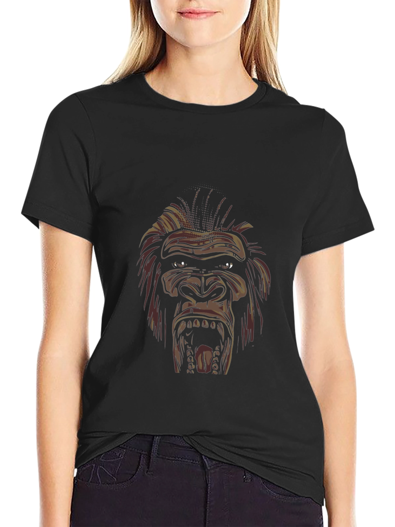 Mens Black Gorilla Graphic Tee