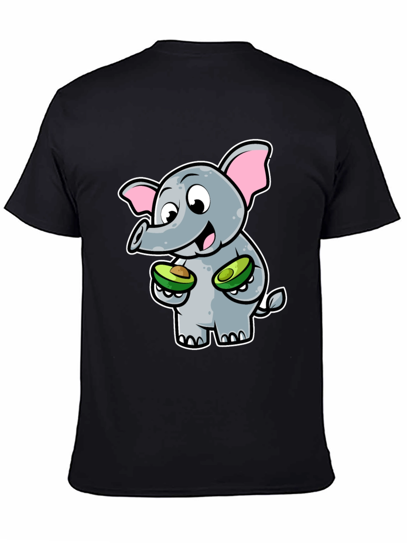 Elephant Avocado Black T-Shirt