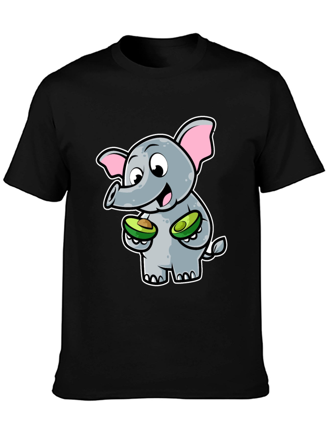 Elephant Avocado Black T-Shirt