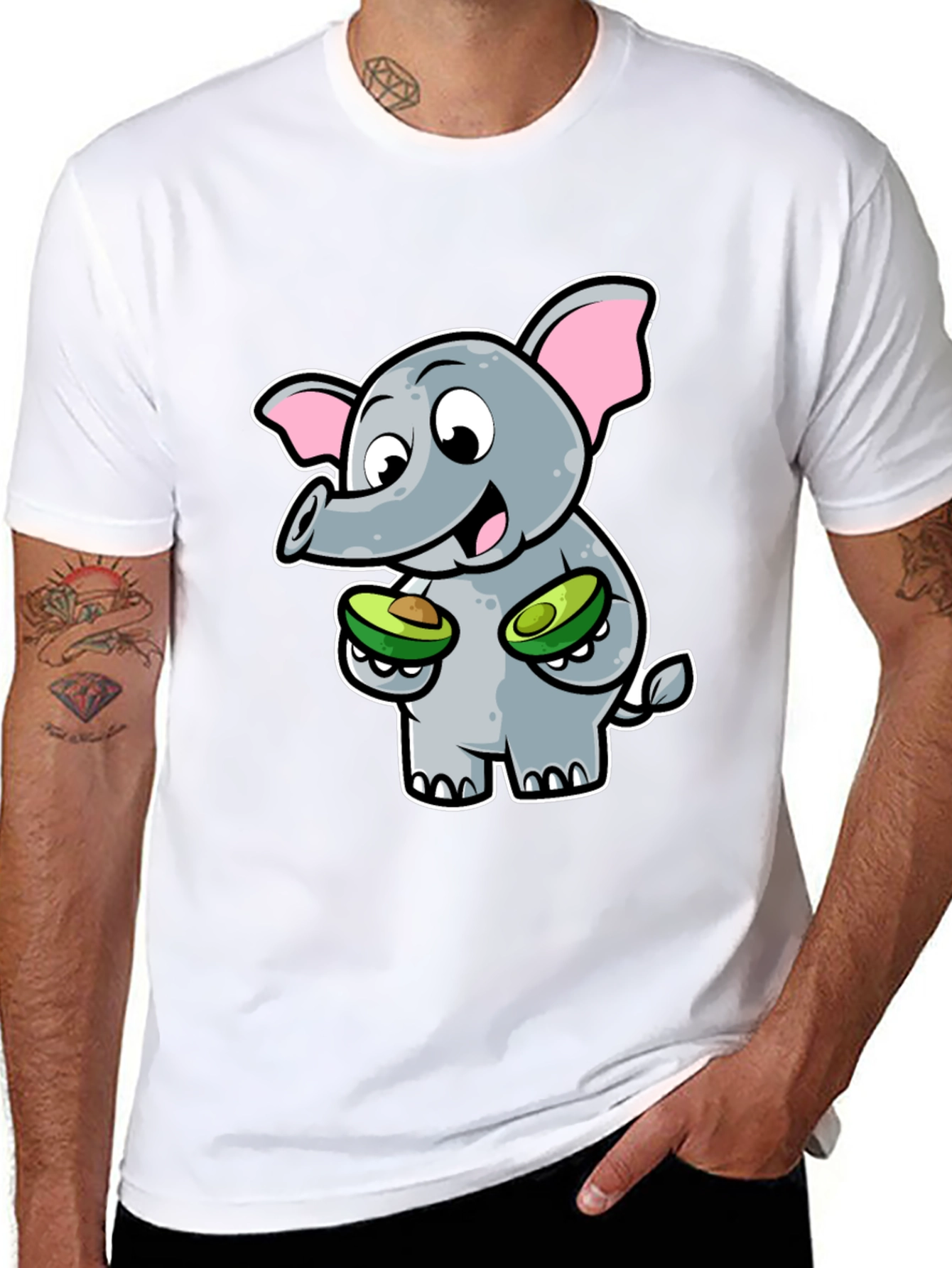 Elephant Avocado Black T-Shirt