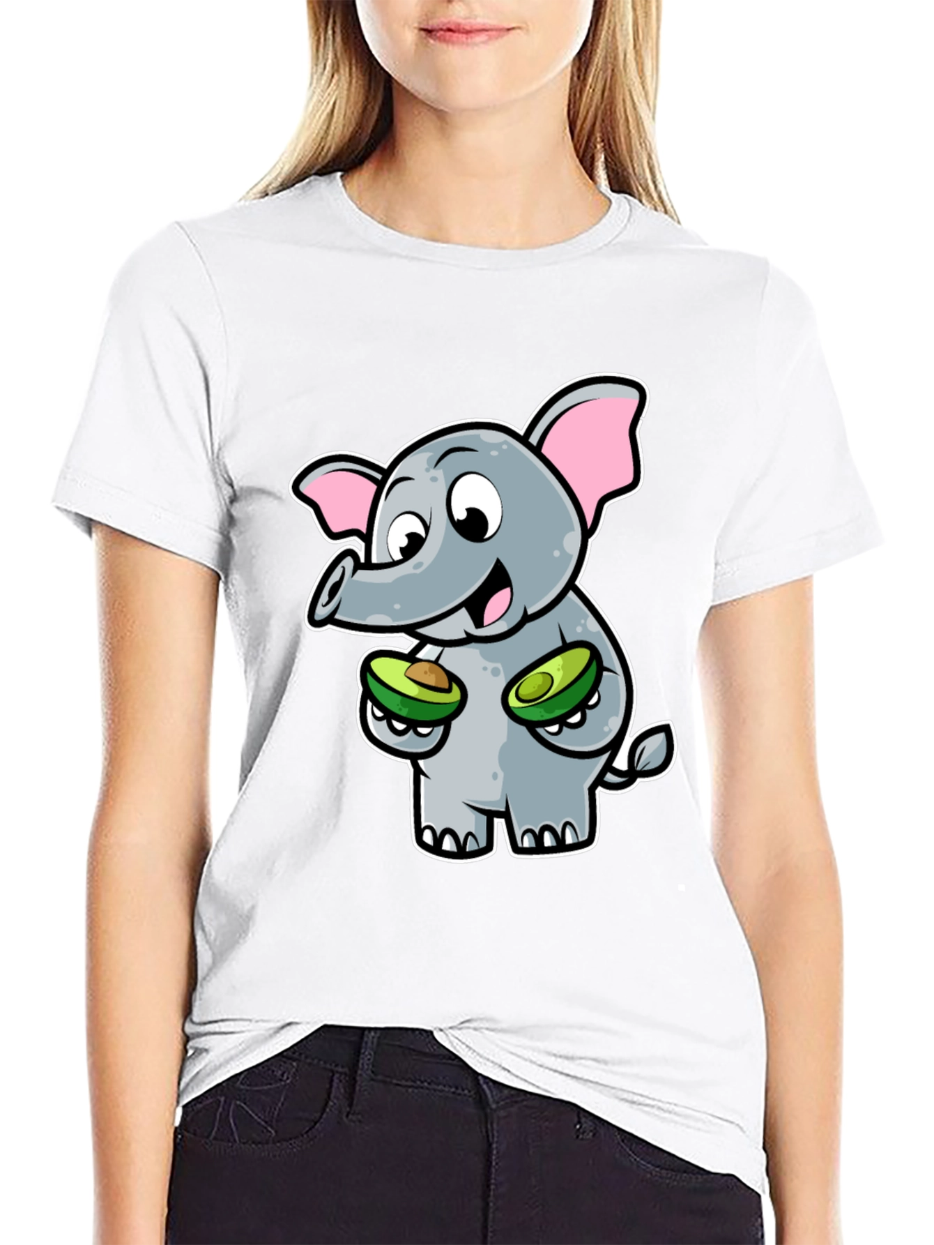 Elephant Avocado Black T-Shirt