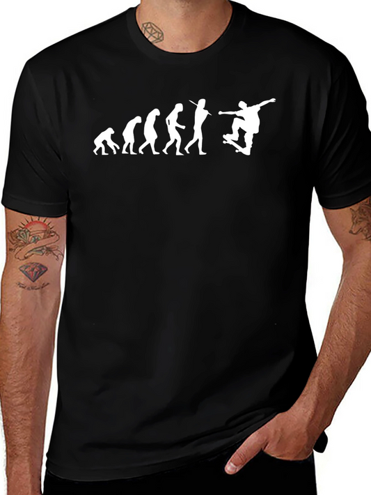 Skateboard Evolution Graphic Tee - Black Cotton