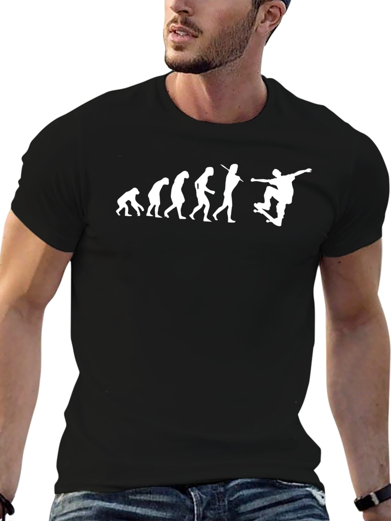 Skateboard Evolution Graphic Tee - Black Cotton