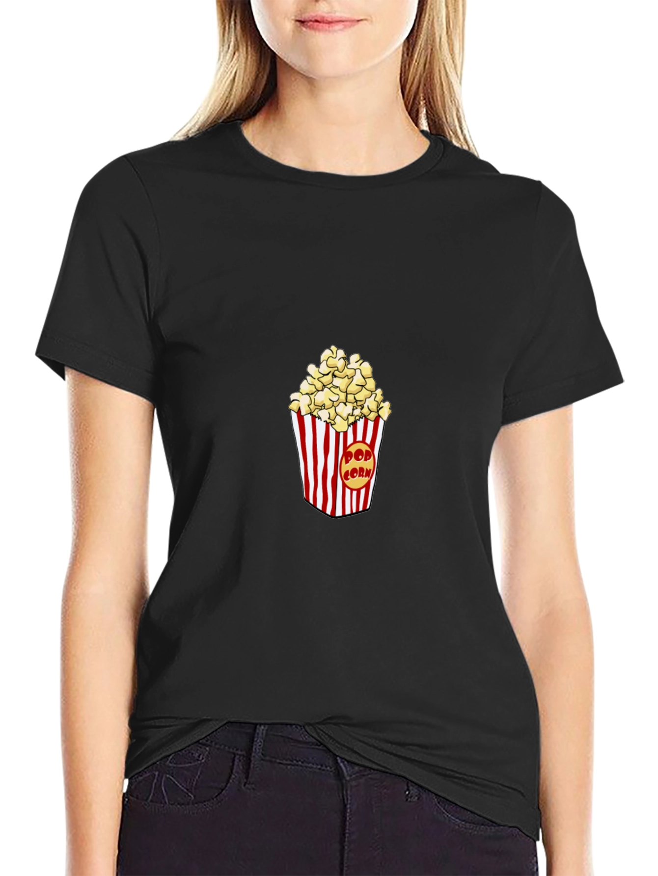 Popcorn Graphic Black T-Shirt
