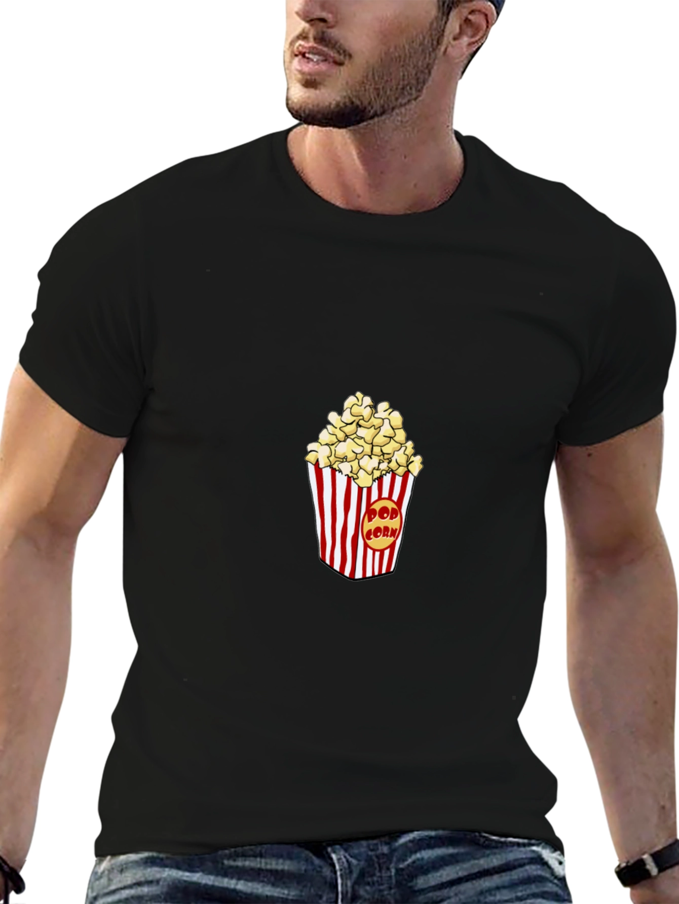 Popcorn Graphic Black T-Shirt