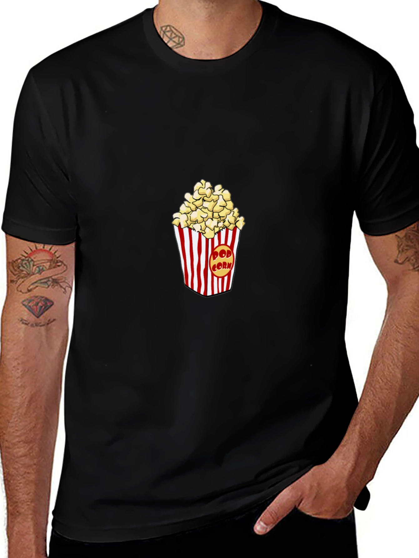 Popcorn Graphic Black T-Shirt