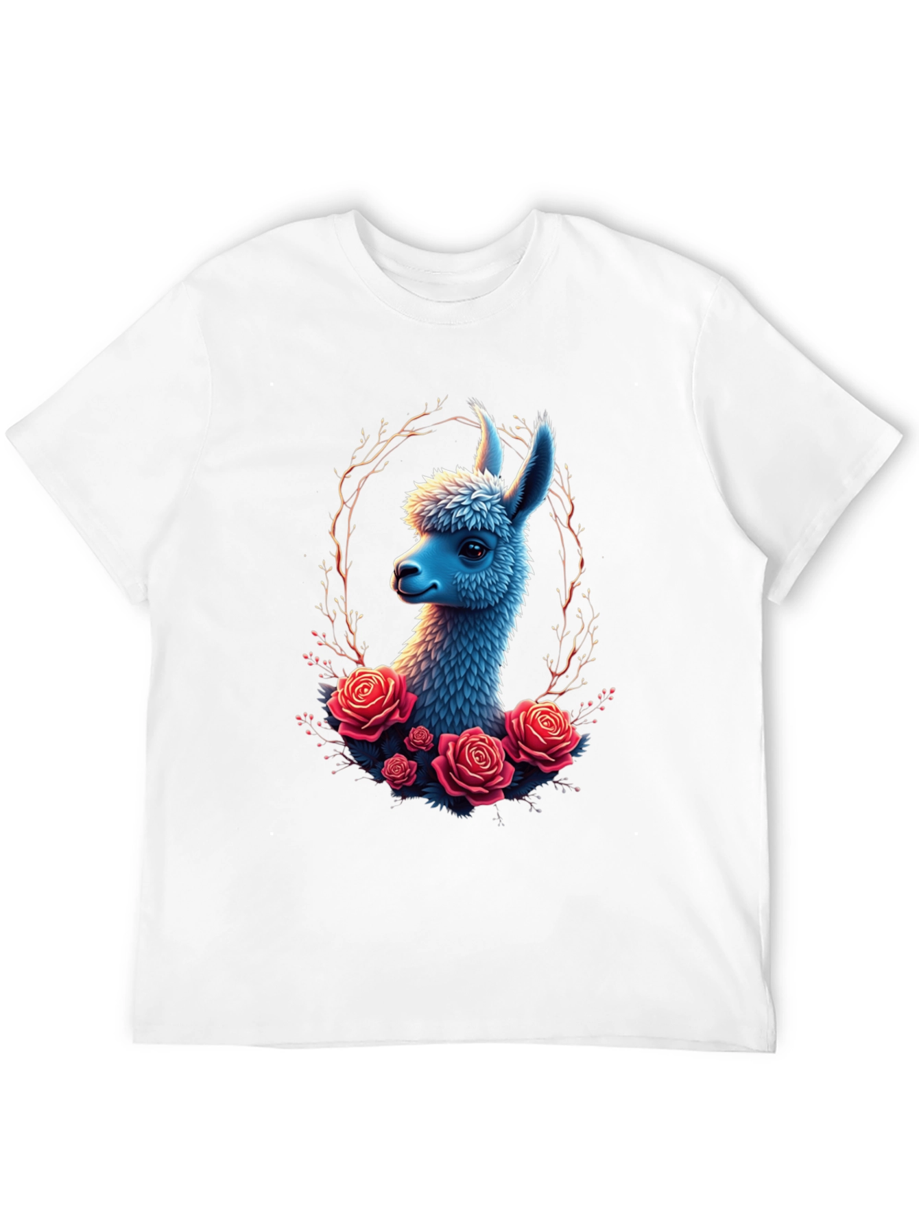 Llama & Roses Graphic Black T-Shirt