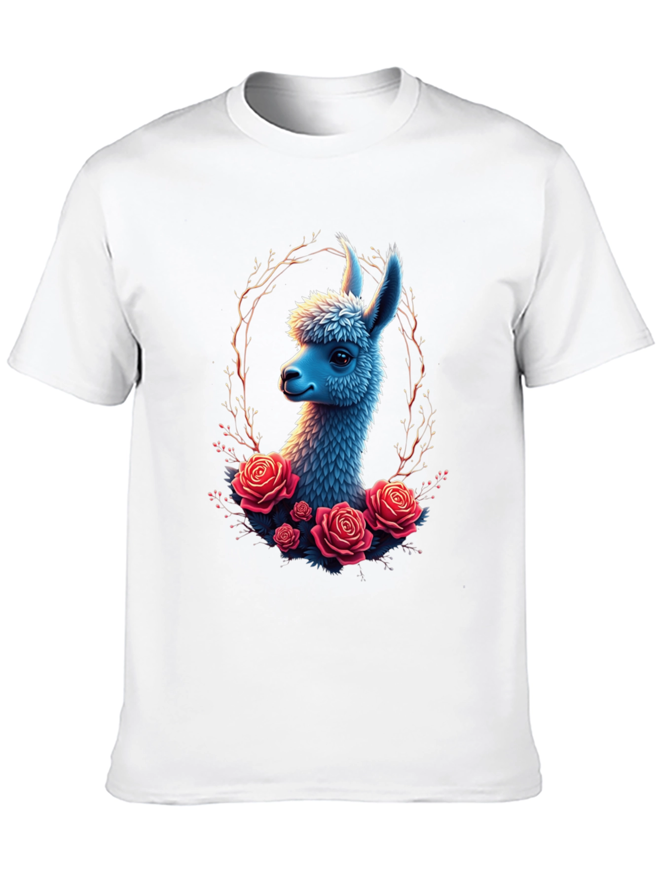 Llama & Roses Graphic Black T-Shirt