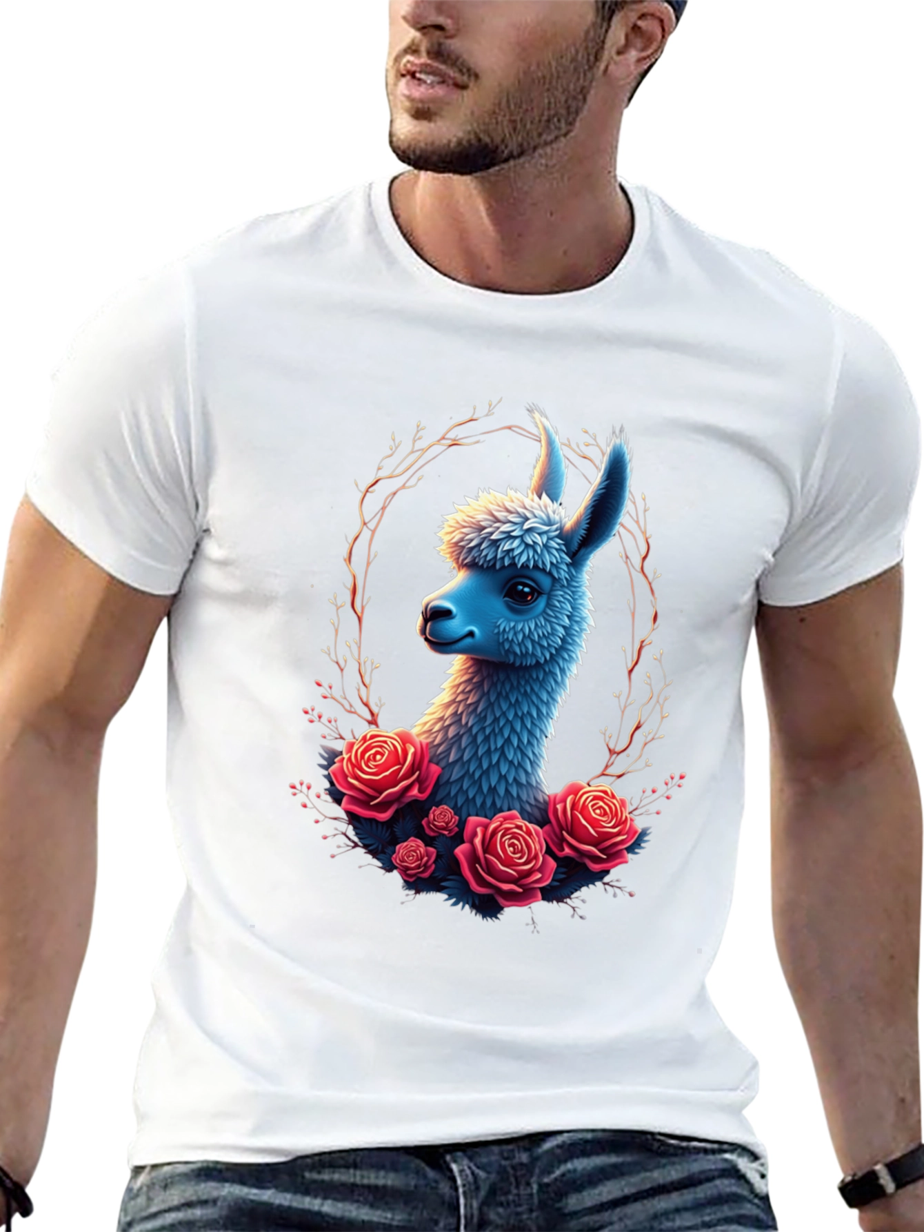 Llama & Roses Graphic Black T-Shirt