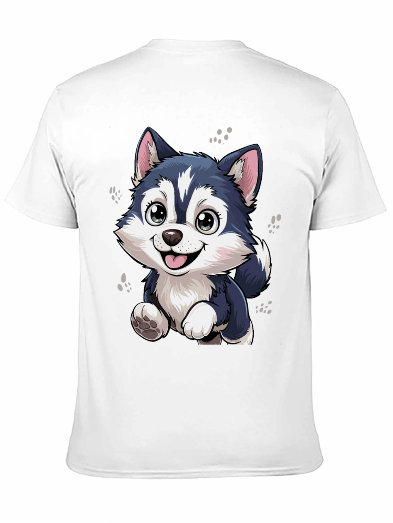 Cute Husky Puppy Graphic Black T-Shirt
