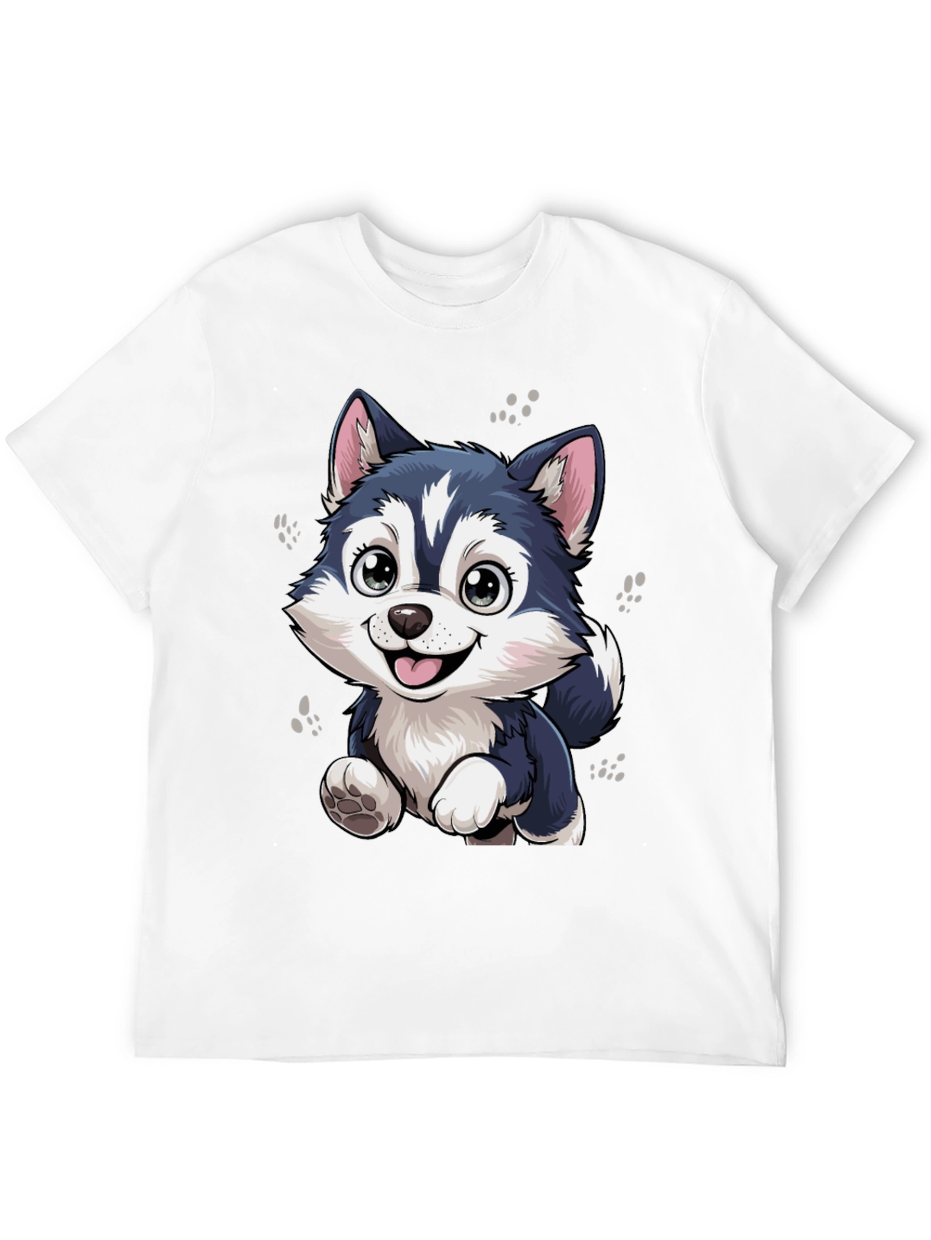 Cute Husky Puppy Graphic Black T-Shirt