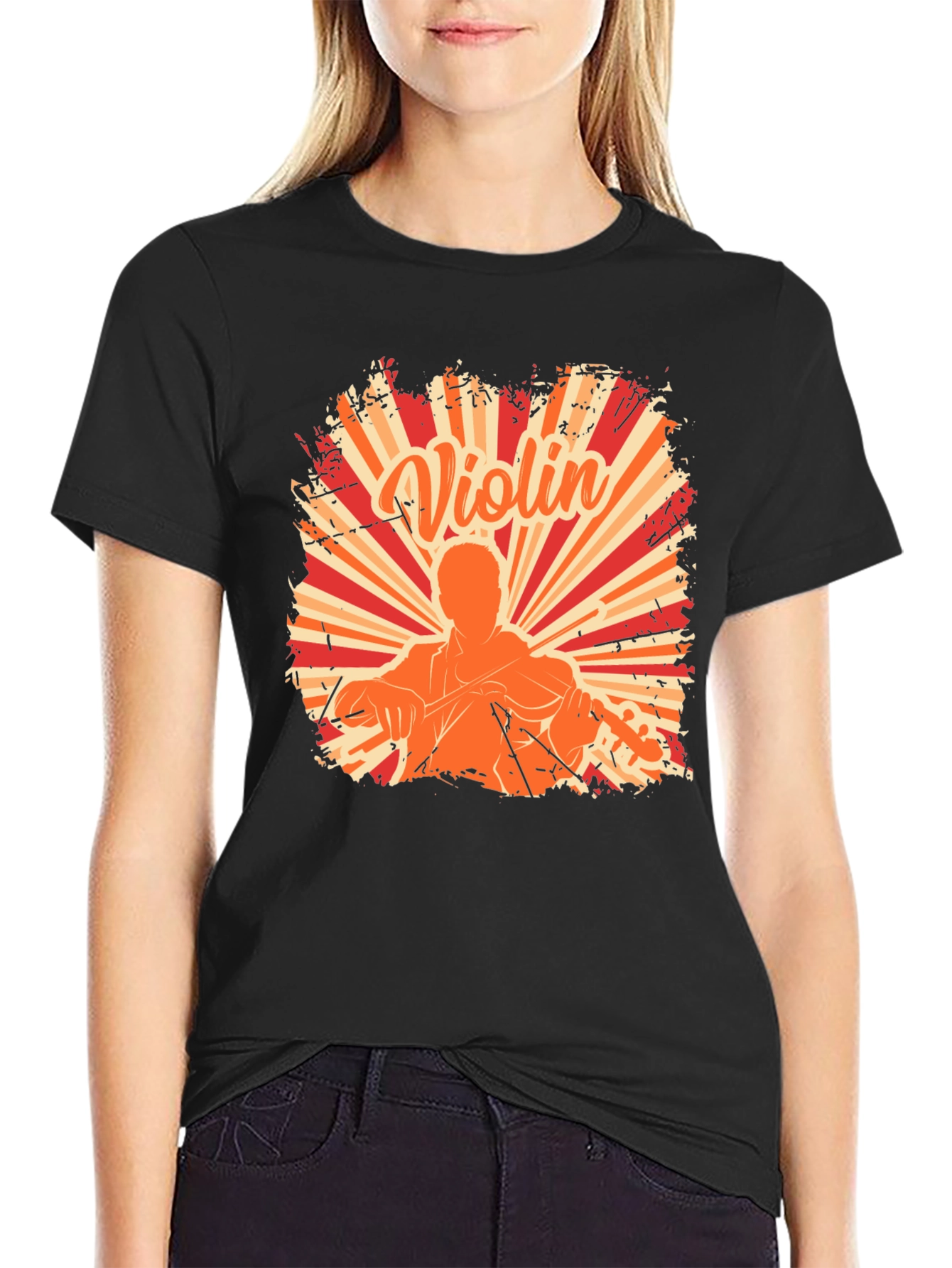 Violin Player Graphic Tee - Music Lover Shirt