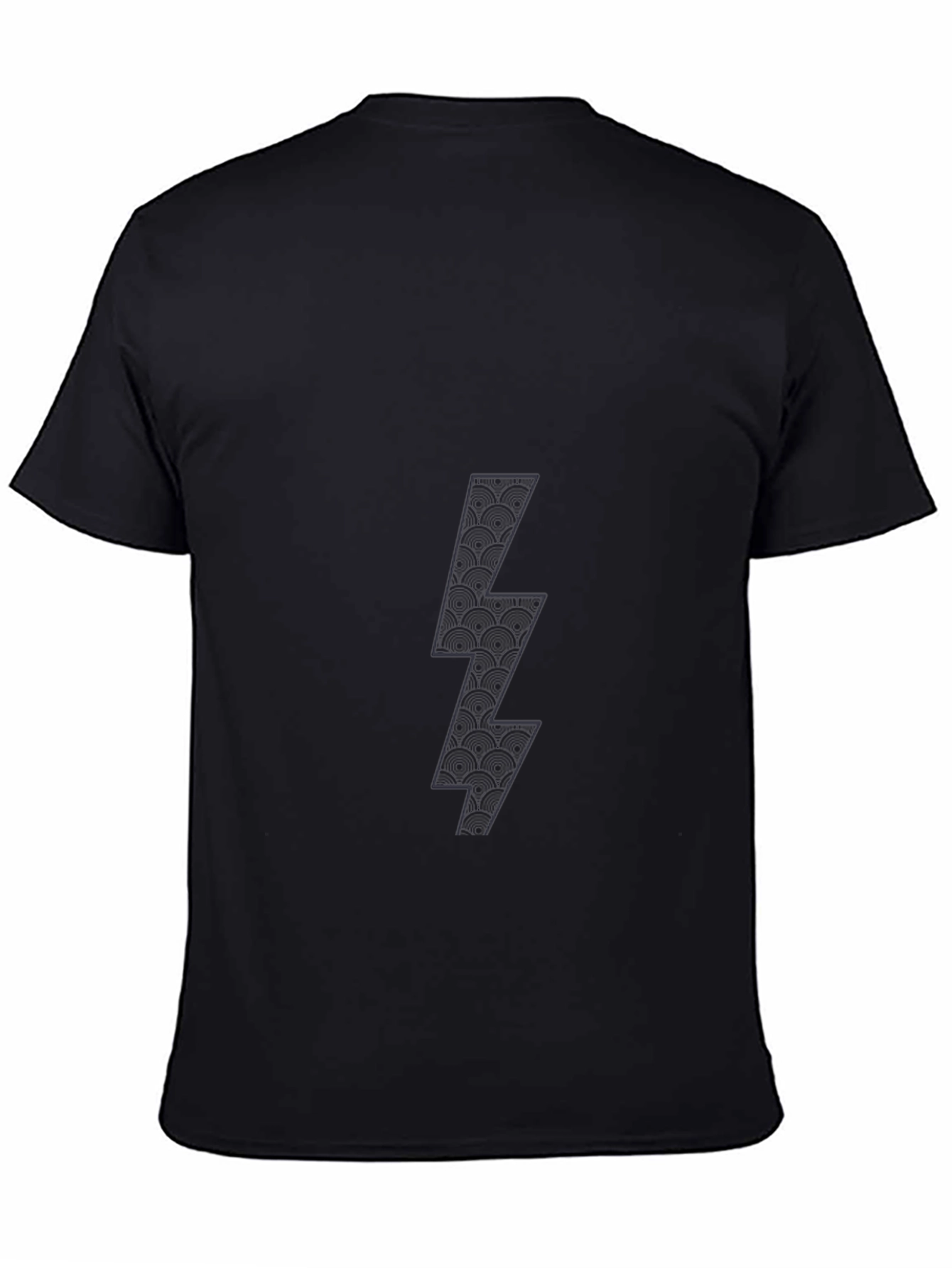 Mens Black T-Shirt with Lightning Bolt Graphic