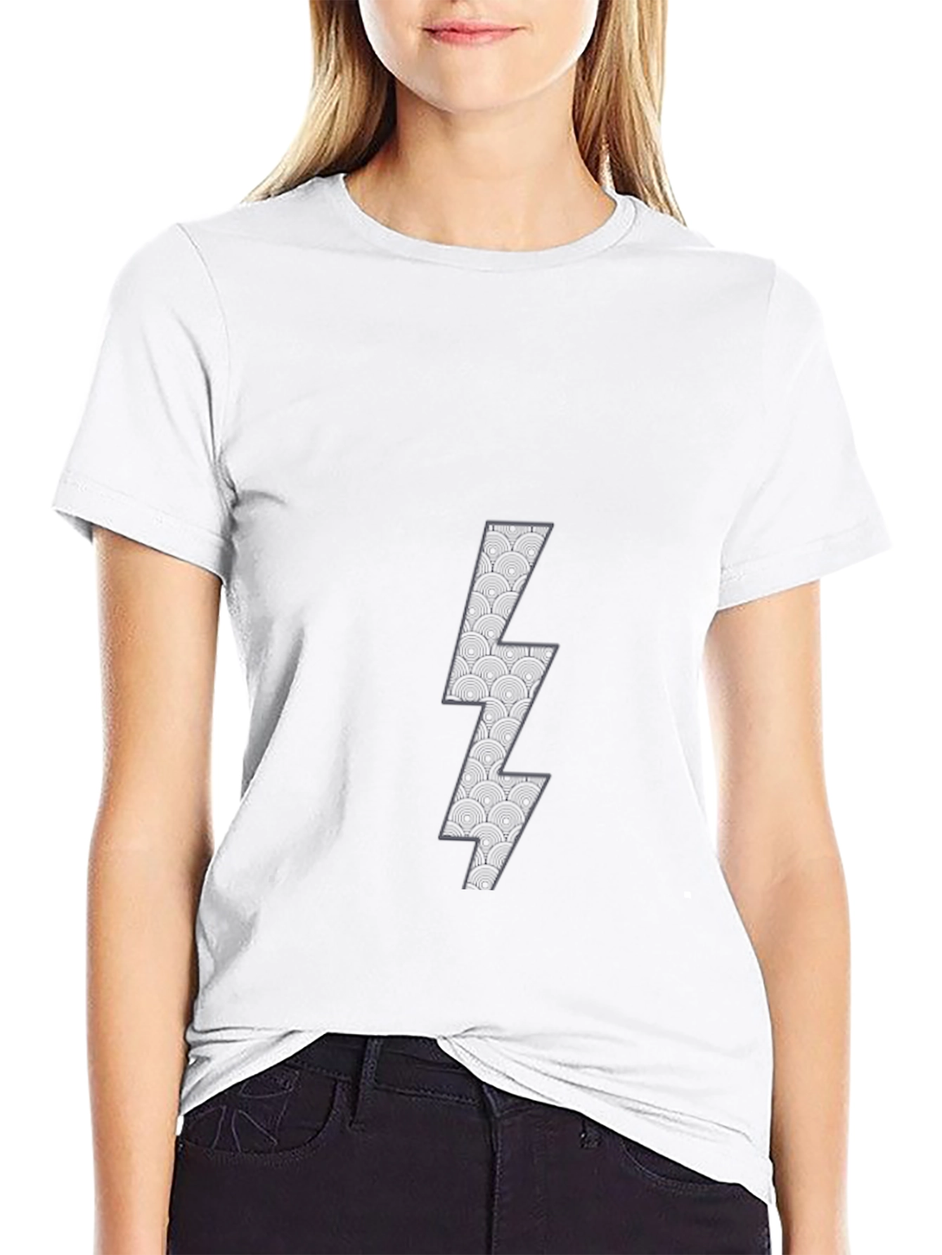 Mens Black T-Shirt with Lightning Bolt Graphic