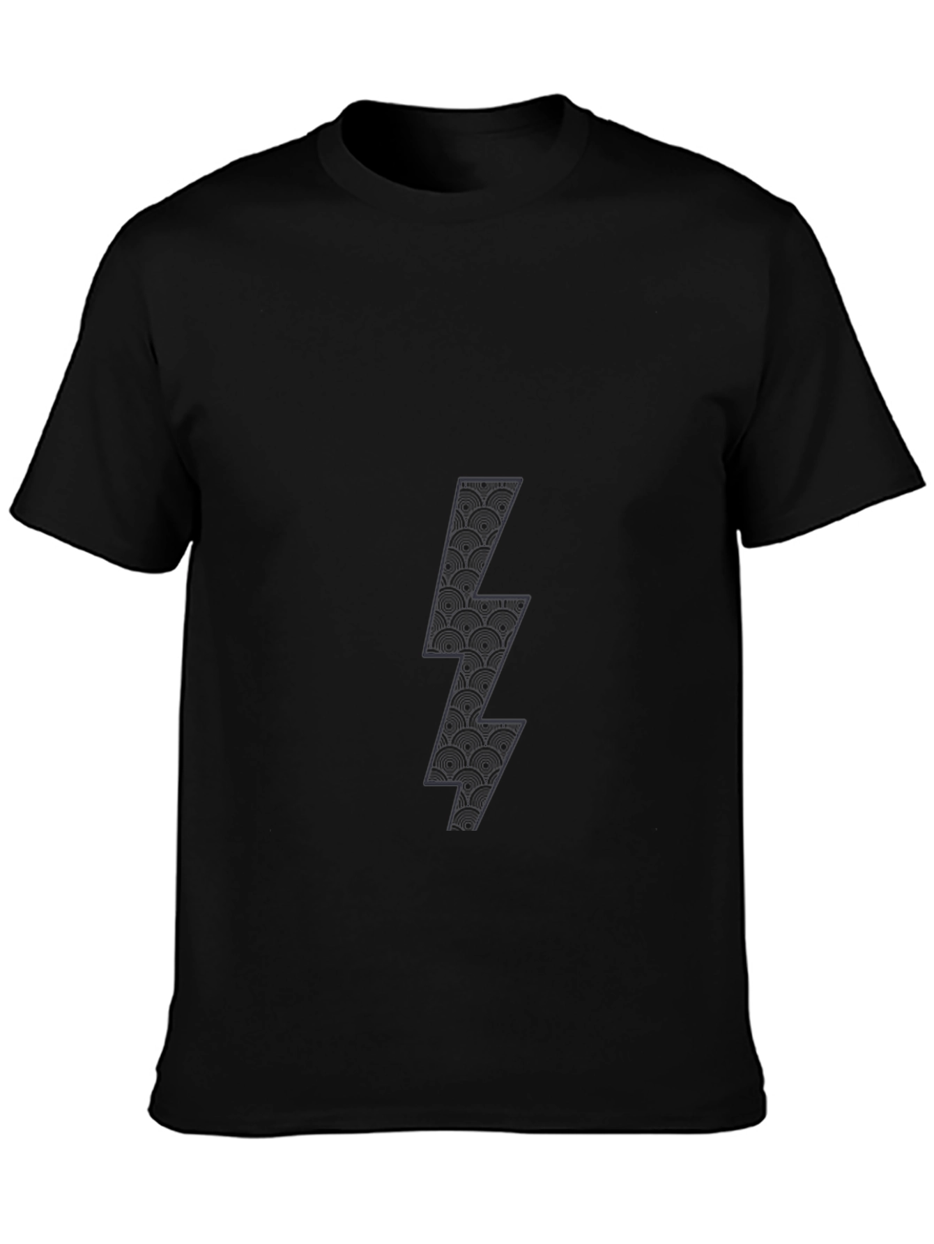 Mens Black T-Shirt with Lightning Bolt Graphic