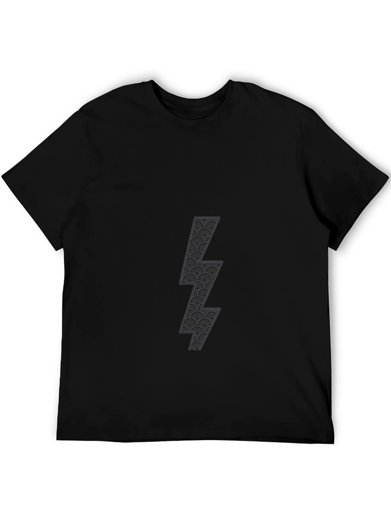 Mens Black T-Shirt with Lightning Bolt Graphic