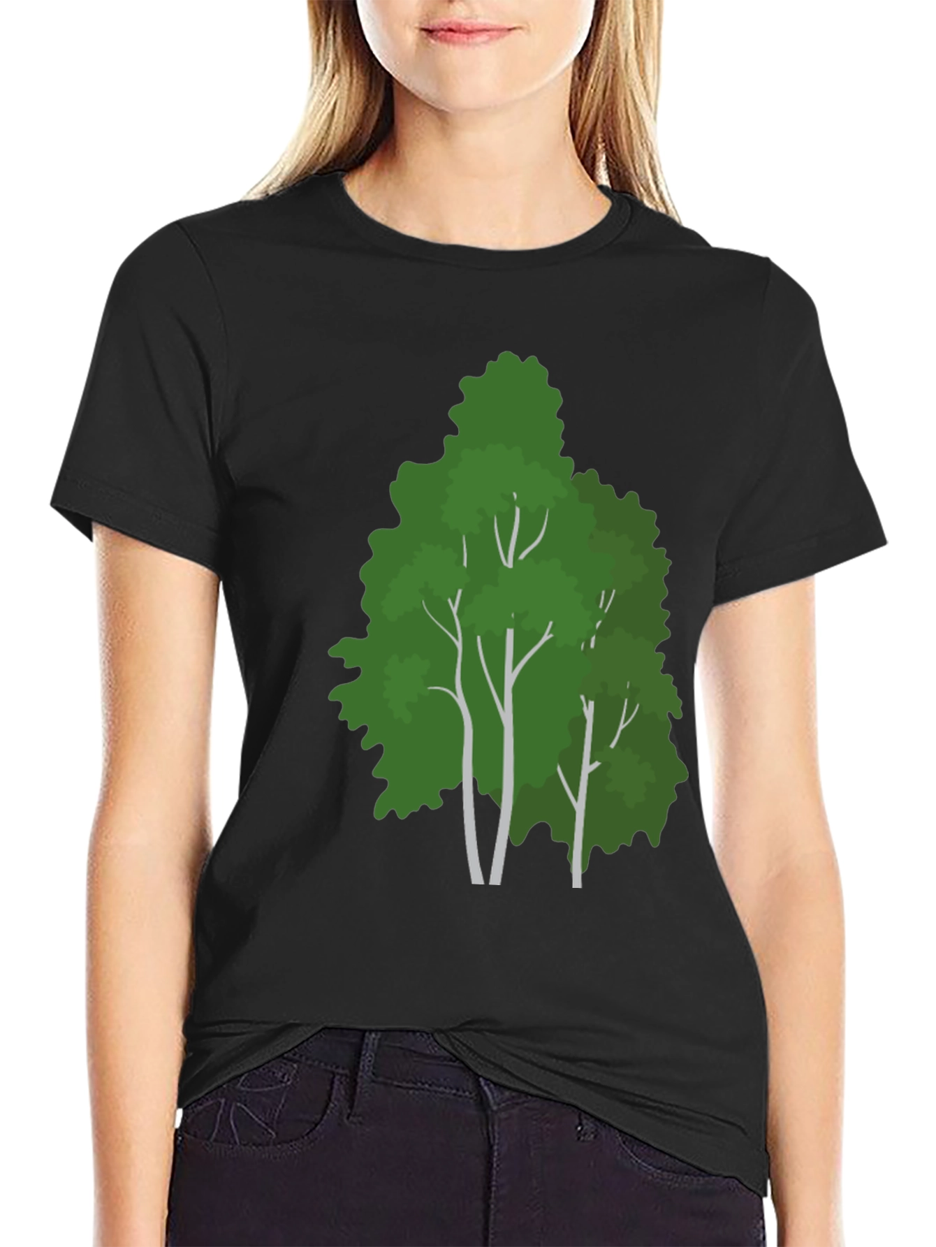 Mens Black T-Shirt with Tree Graphic