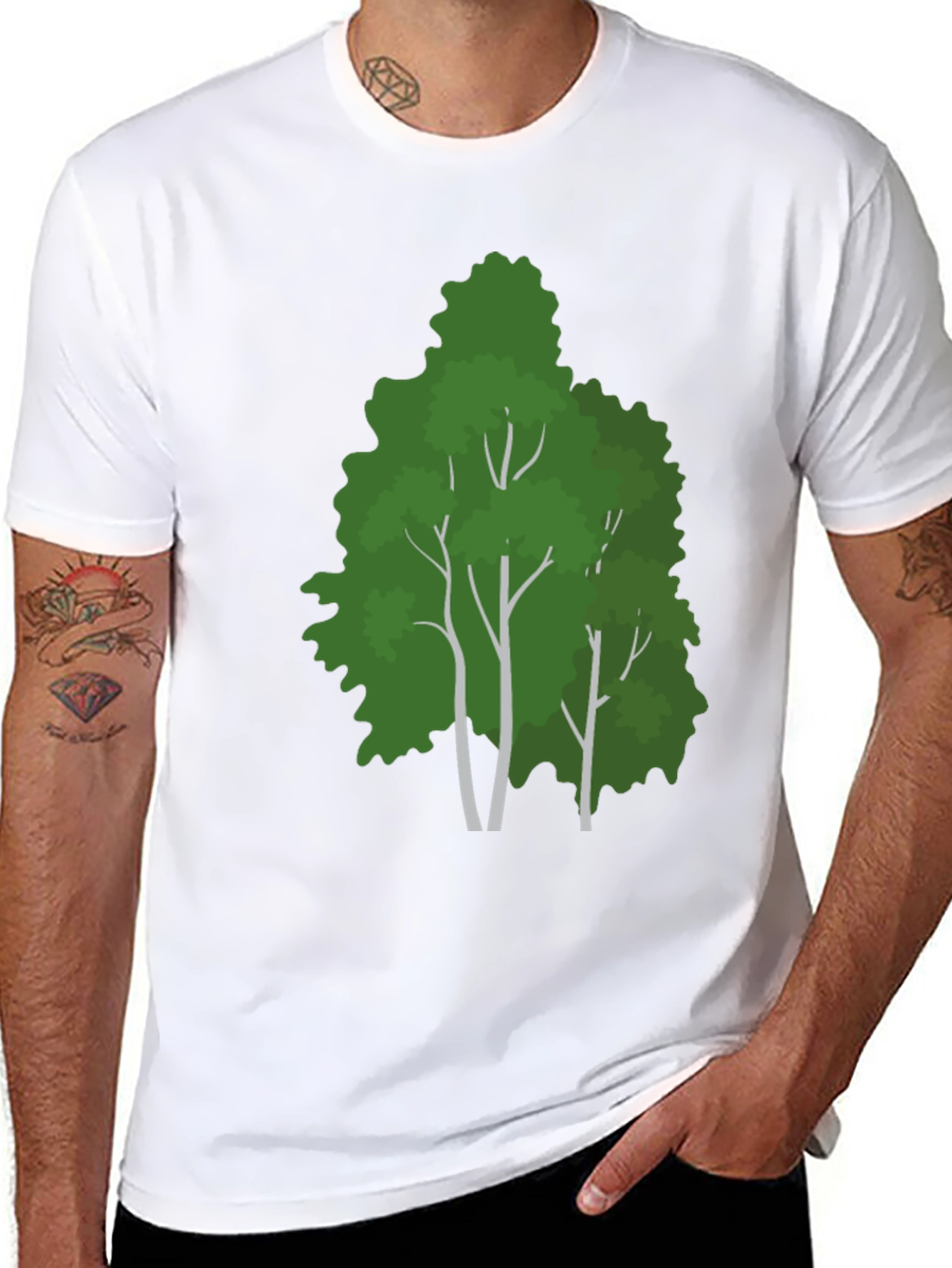 Mens Black T-Shirt with Tree Graphic