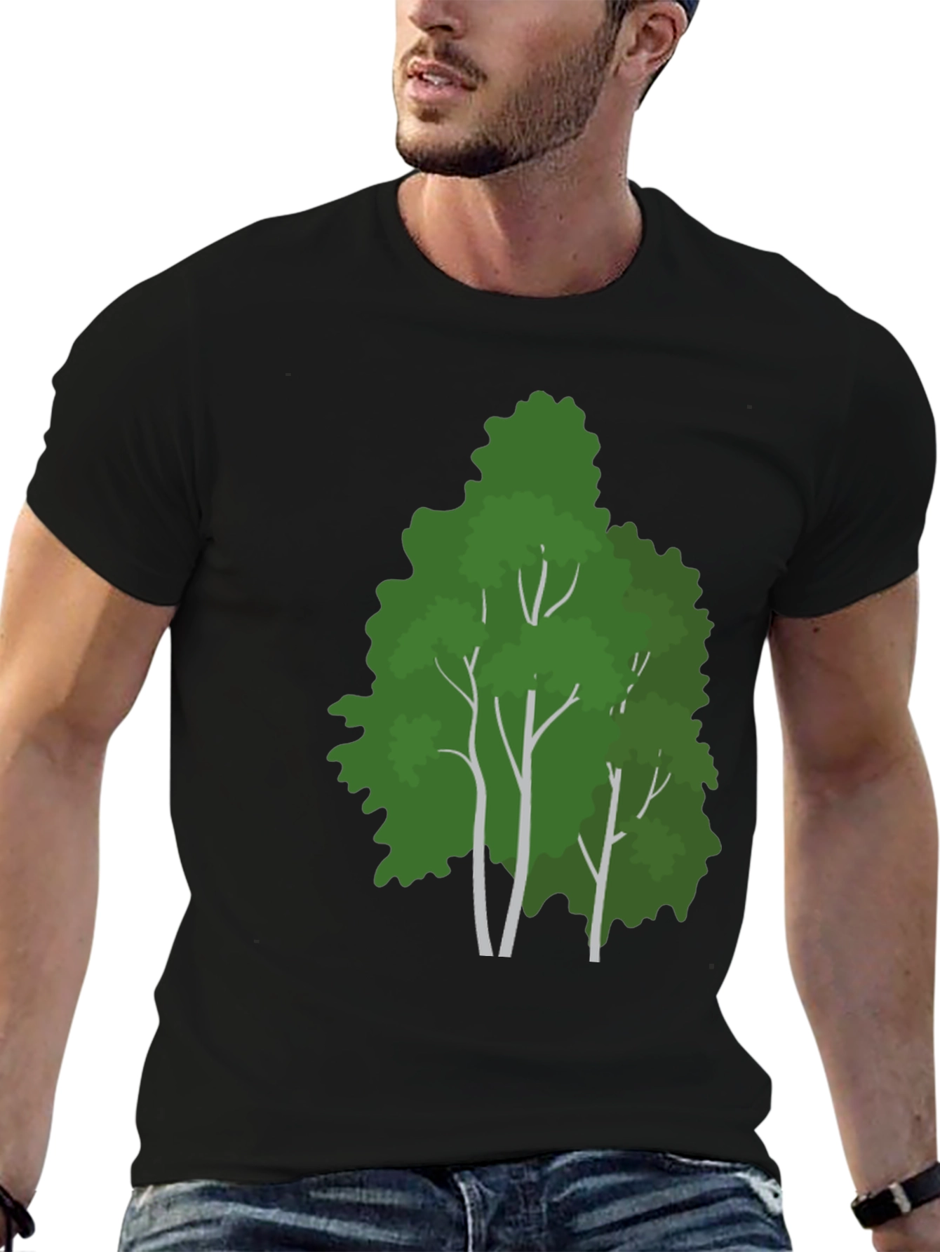 Mens Black T-Shirt with Tree Graphic