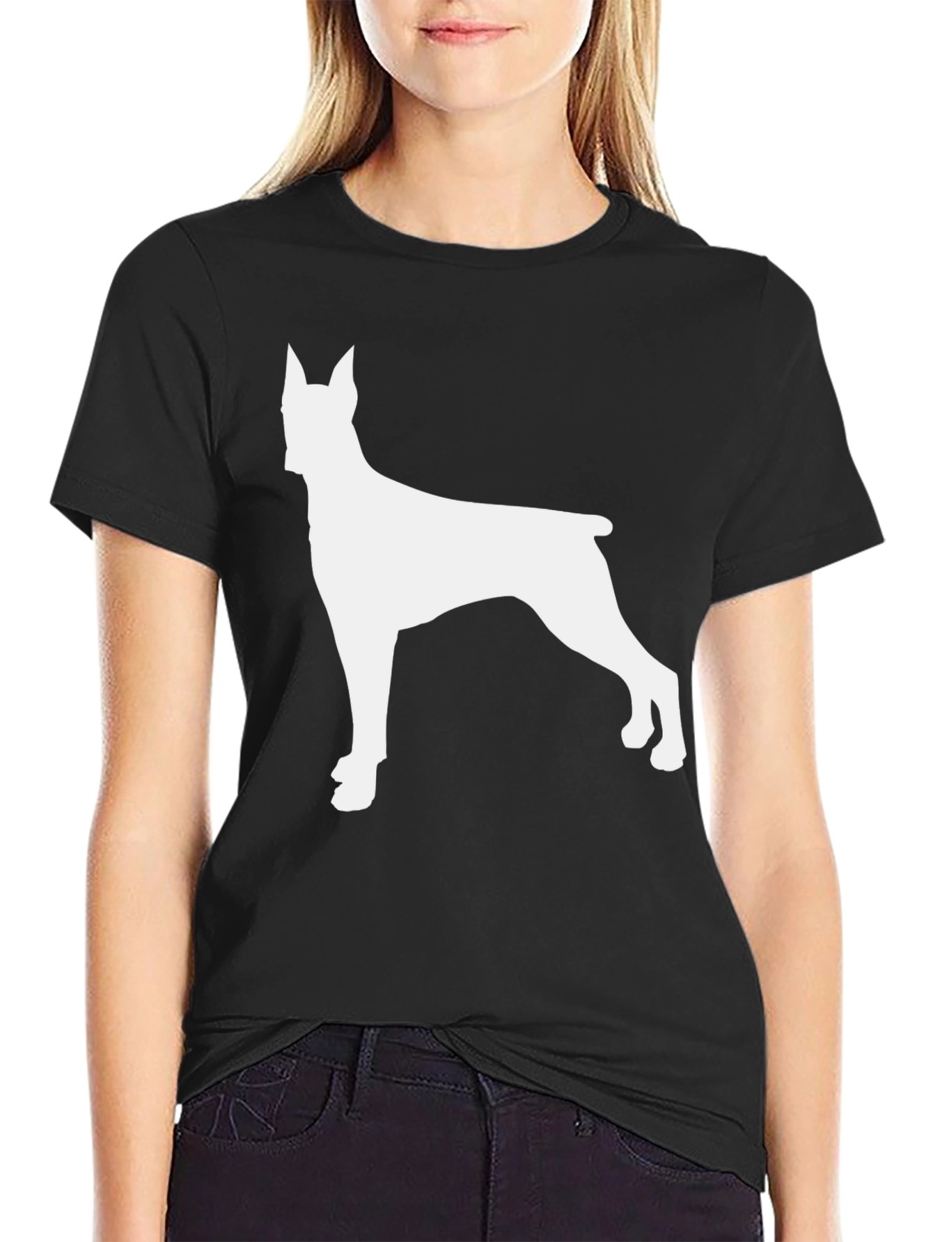 Dog Silhouette Graphic Tee - Black