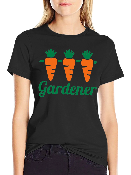 Gardener Carrot T-Shirt - Black Fun Gardening Tee