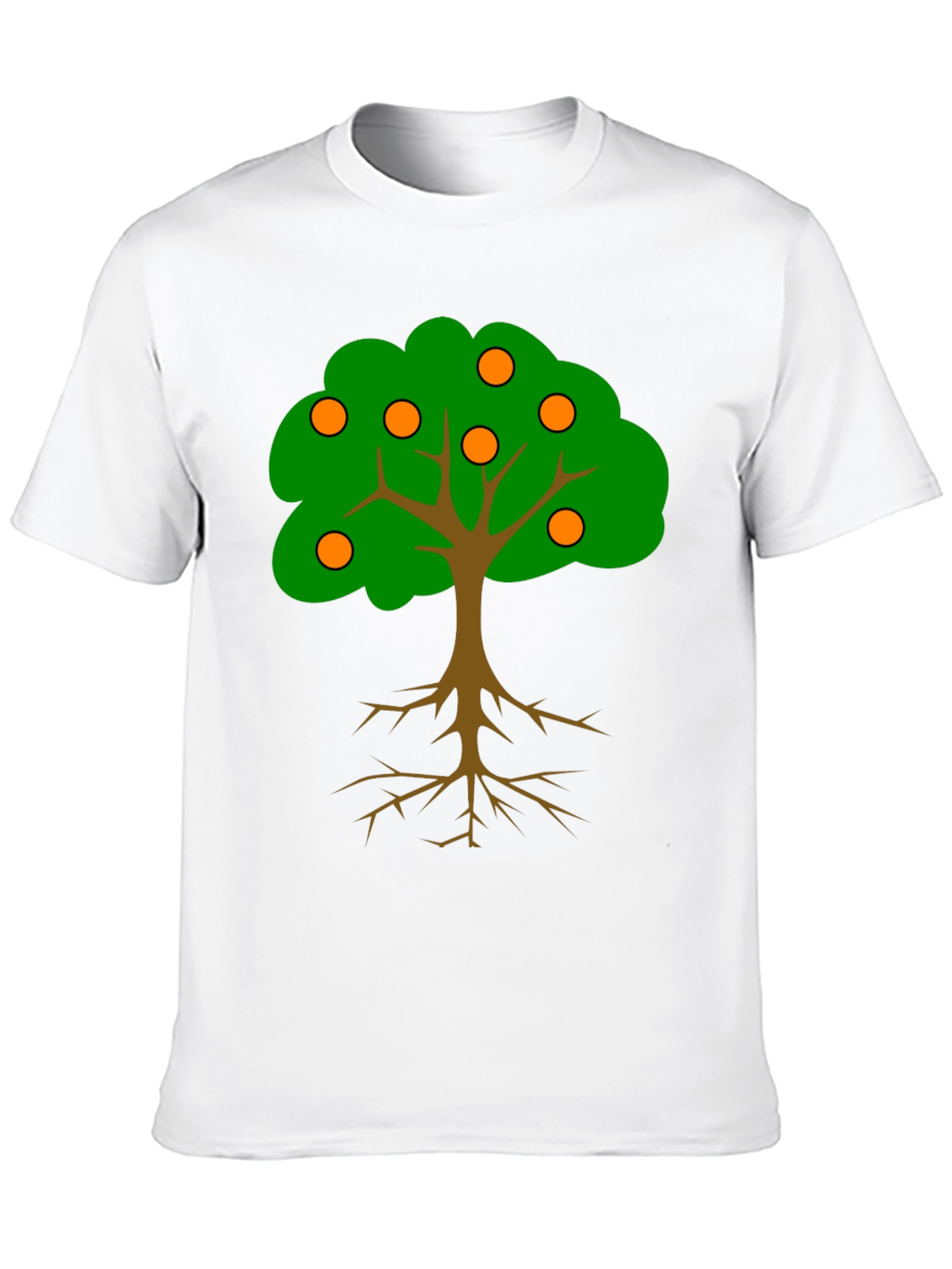 Cartoon Orange Tree Black T-Shirt
