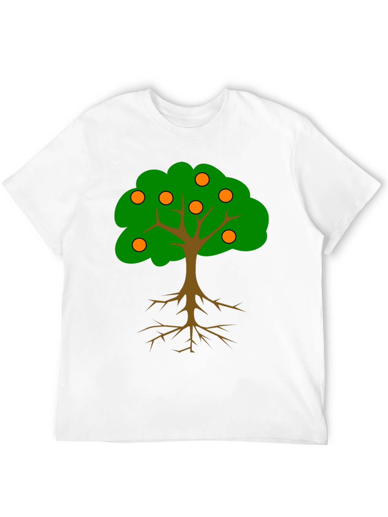 Cartoon Orange Tree Black T-Shirt