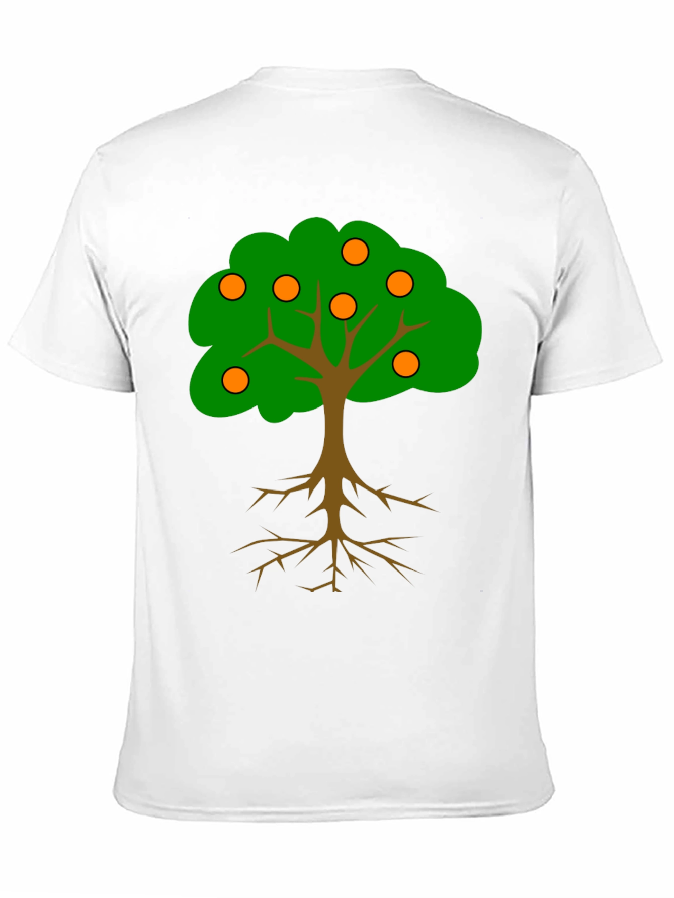 Cartoon Orange Tree Black T-Shirt