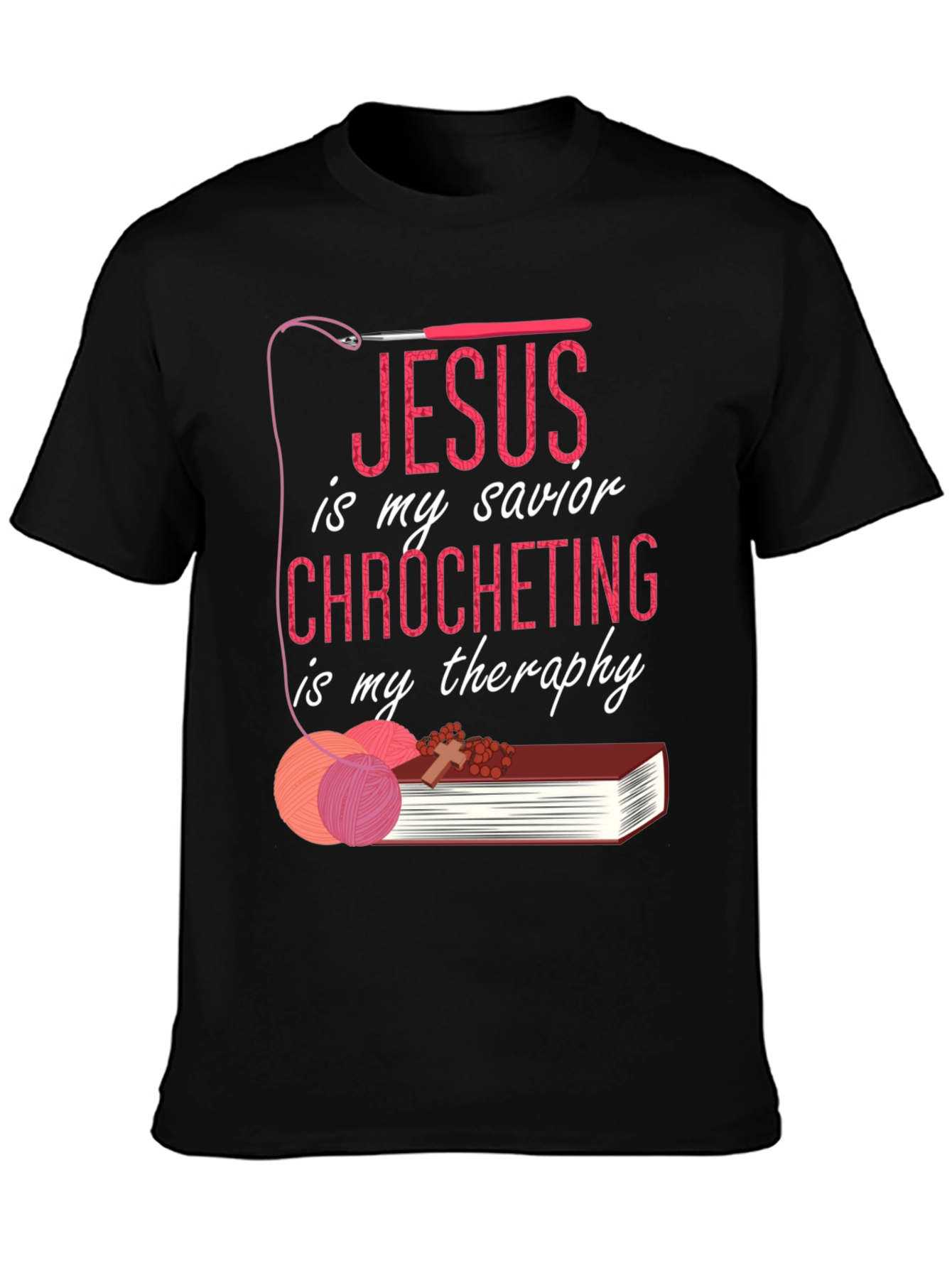 Jesus Crochet Therapy Graphic T-Shirt