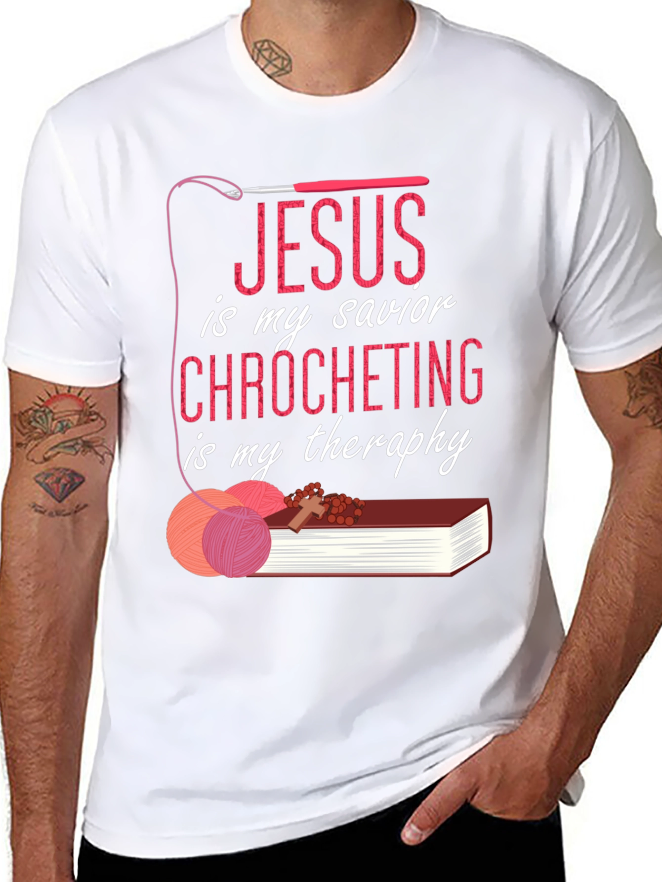 Jesus Crochet Therapy Graphic T-Shirt
