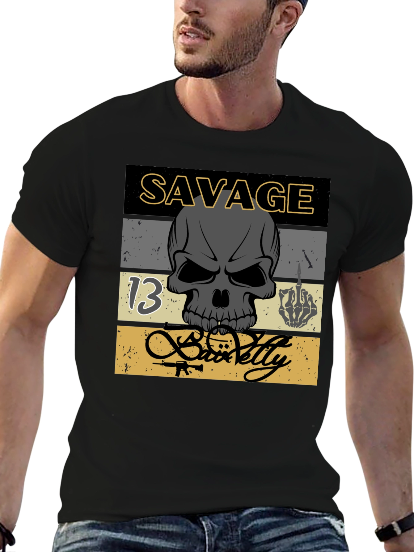 Savage Skull Graphic T-Shirt