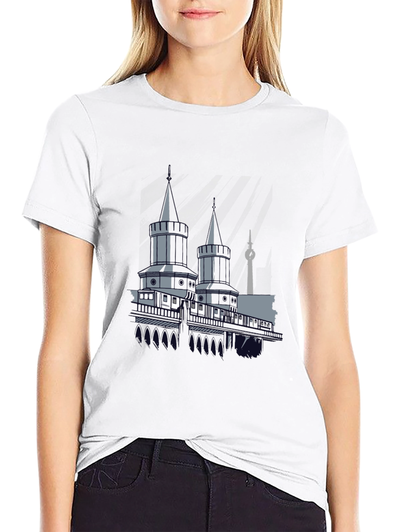 Berlin Towers Graphic Tee - Black Cotton Casual Shirt