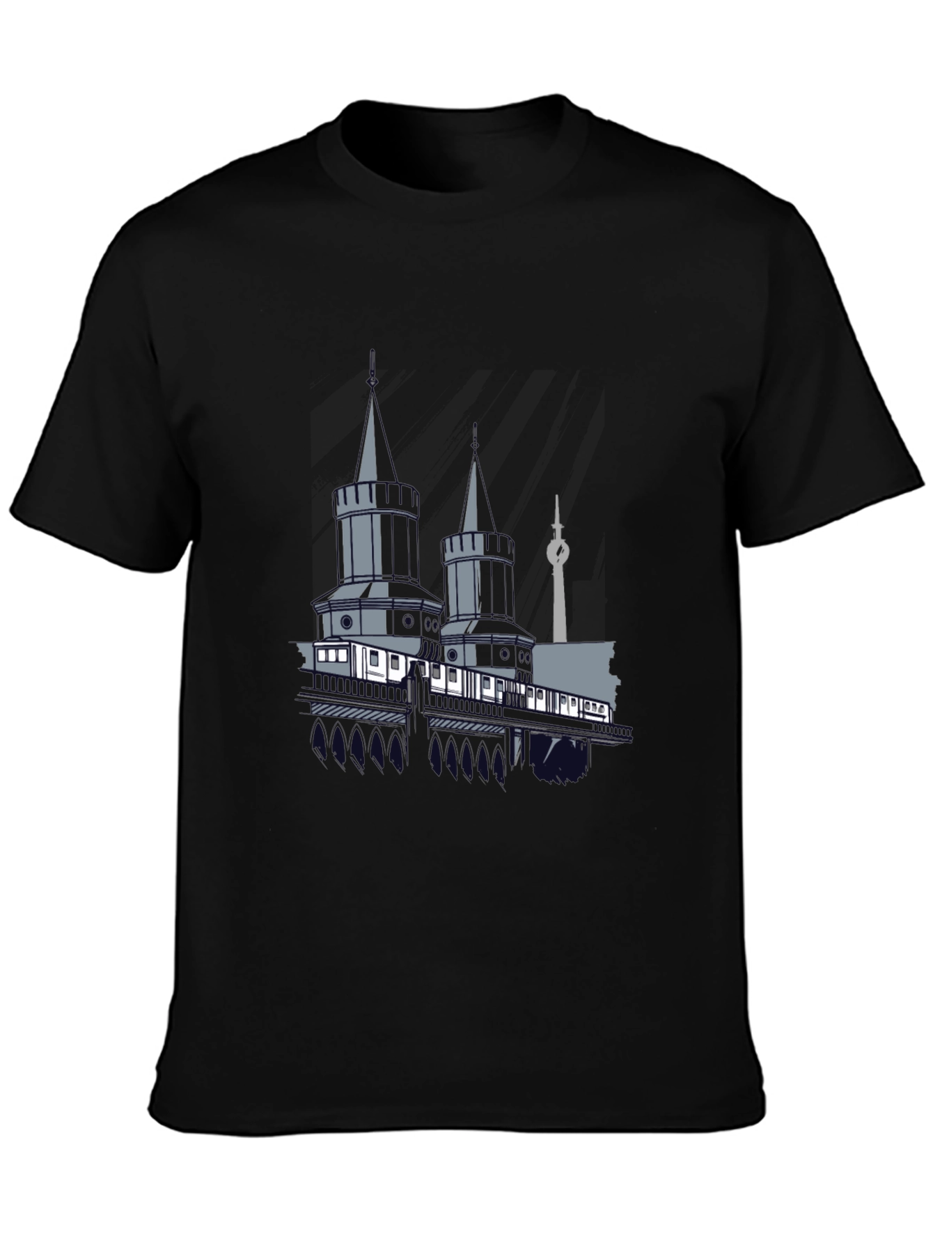 Berlin Towers Graphic Tee - Black Cotton Casual Shirt