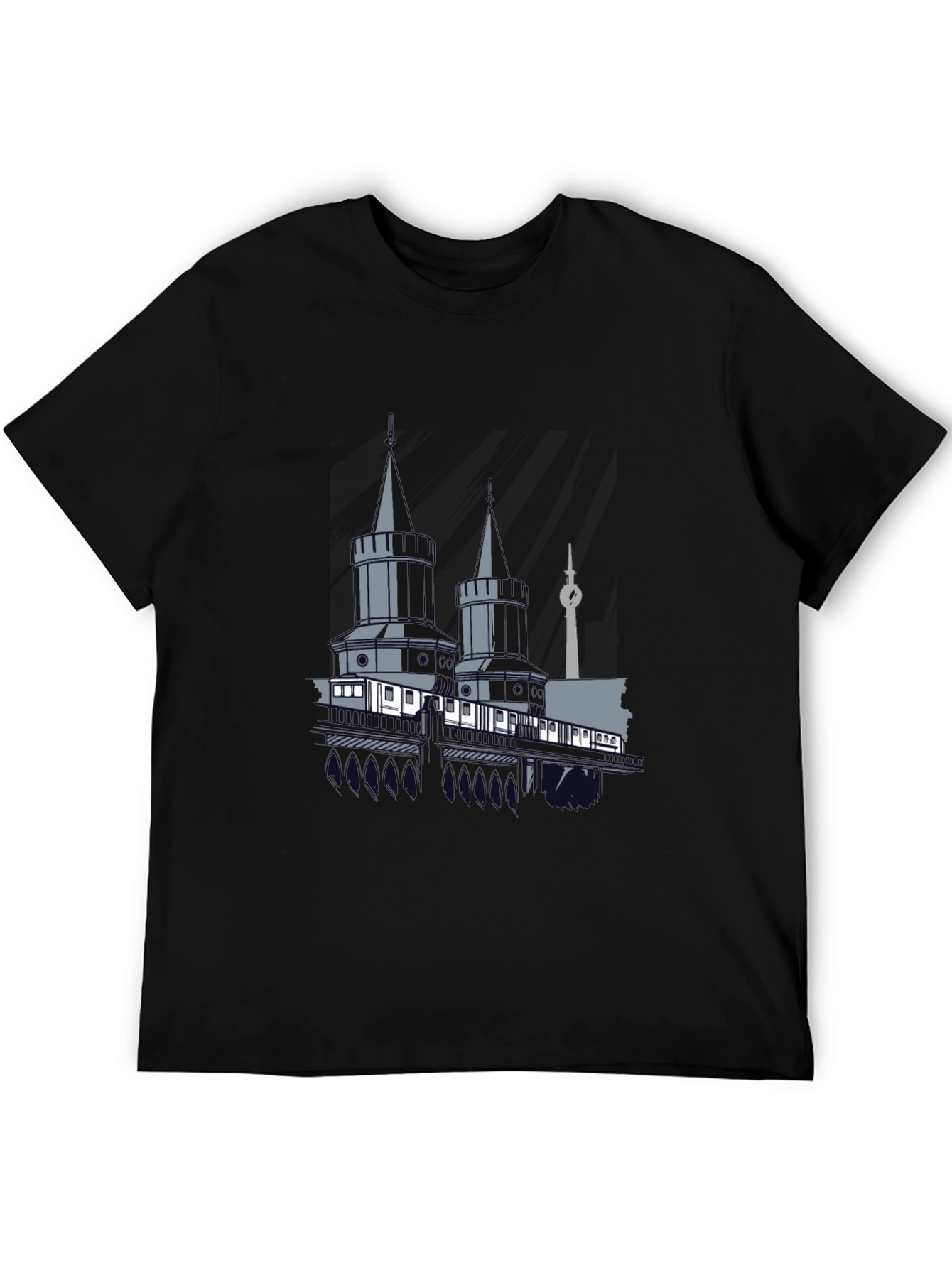 Berlin Towers Graphic Tee - Black Cotton Casual Shirt