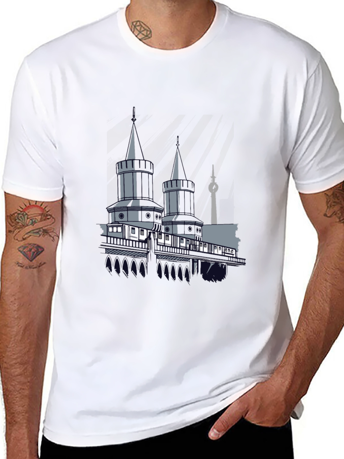 Berlin Towers Graphic Tee - Black Cotton Casual Shirt