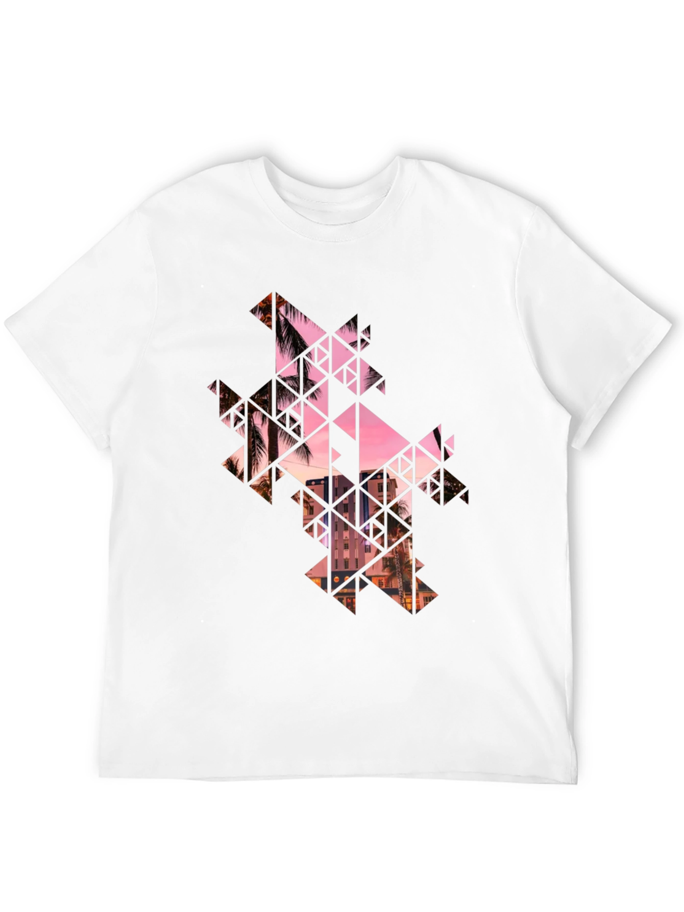 Geometric Palm Tree Graphic Black T-Shirt