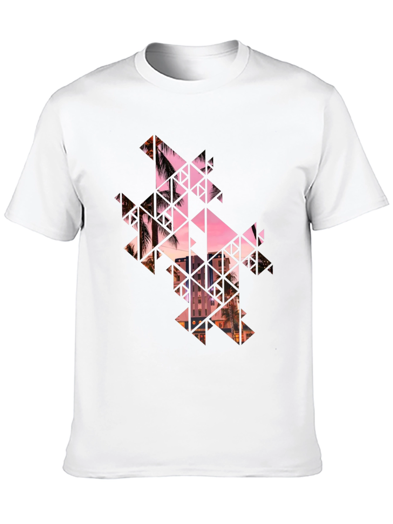 Geometric Palm Tree Graphic Black T-Shirt