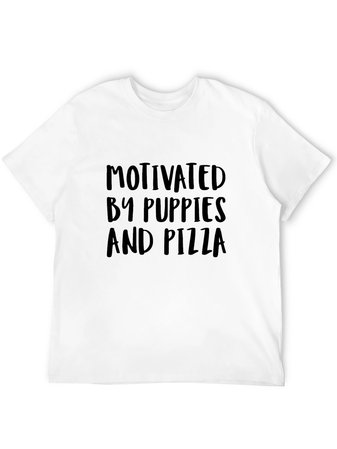 Motivated By Puppies and Pizza Black T-Shirt