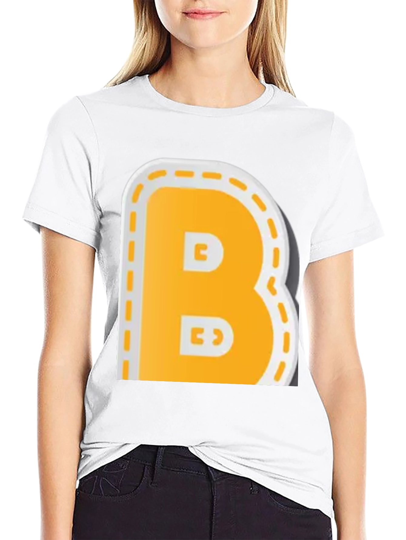 Letter B Graphic T-Shirt - Casual Black Tee