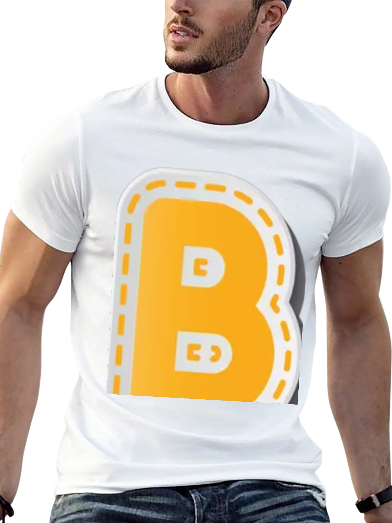 Letter B Graphic T-Shirt - Casual Black Tee