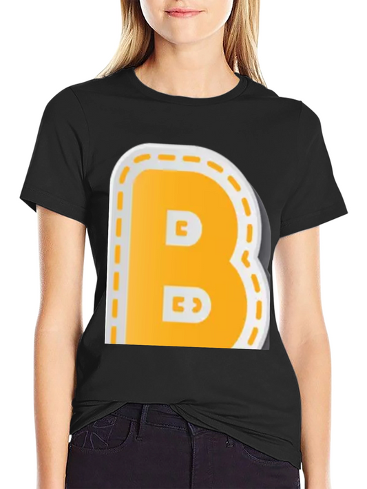 Letter B Graphic T-Shirt - Casual Black Tee