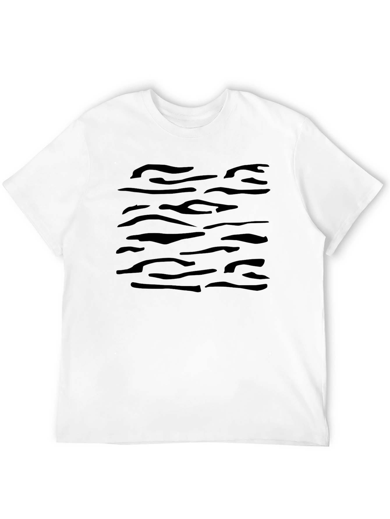 Black Tiger Stripe Print Crew Neck T-Shirt